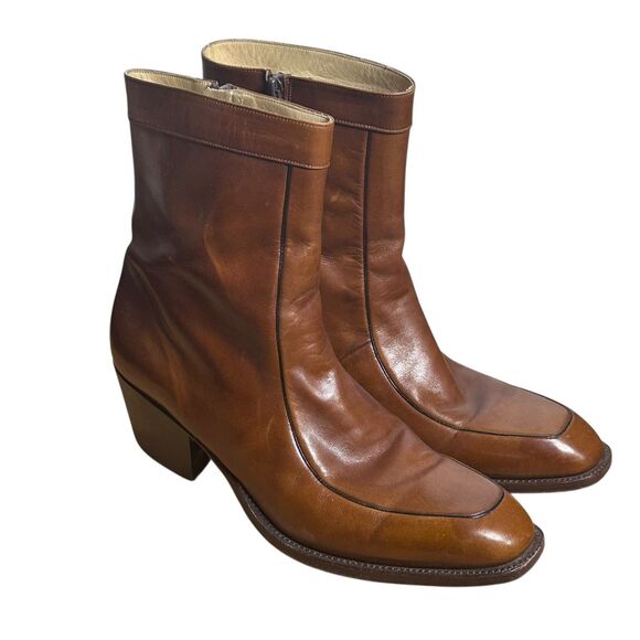 VTG Dan Post Boots Women’s 9 Brown Leather Side Zip Boho Western Indie Granola - Picture 4 of 16